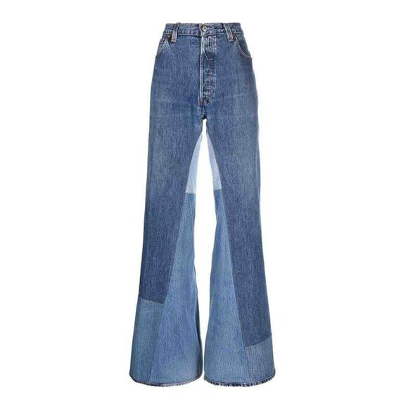 RE/DONE x Levi’s 70s Mega Bell Bottom Patchwork Jeans Multi Indigo Size 30